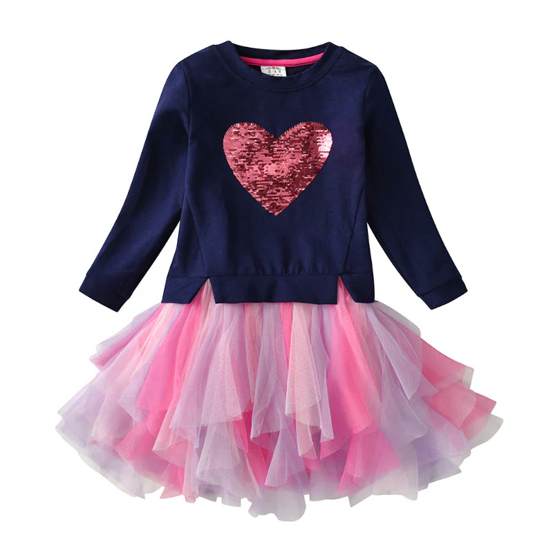 VIKITA Kids Heart Dresses Children Autumn Long Sleeve Vestidos Kids Casual Dress Toddler Mesh Tulle Dresses Children Clothing - Image 18
