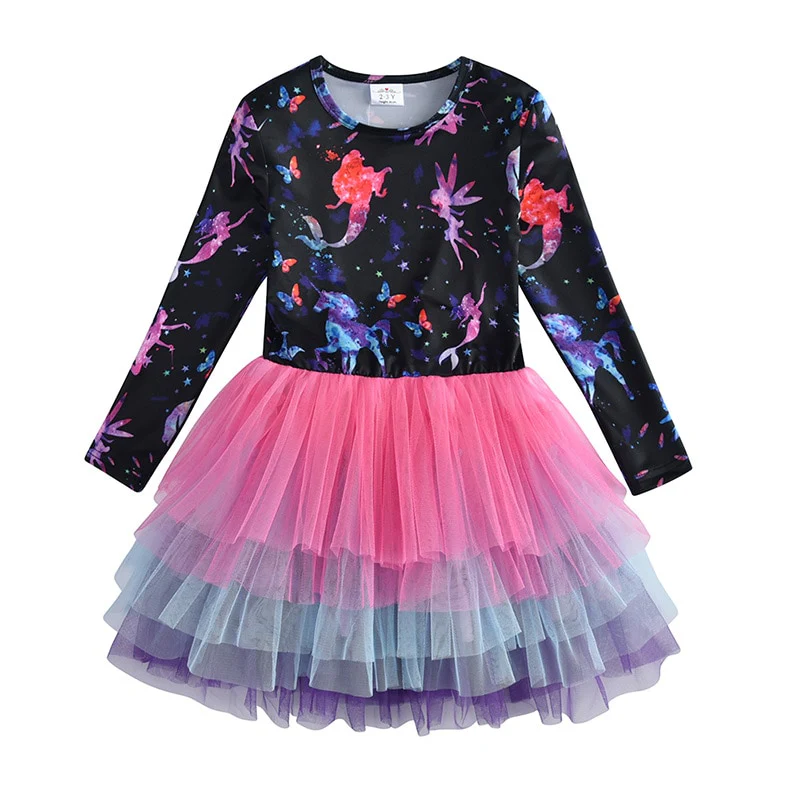 VIKITA Kids Heart Dresses Children Autumn Long Sleeve Vestidos Kids Casual Dress Toddler Mesh Tulle Dresses Children Clothing - Image 2