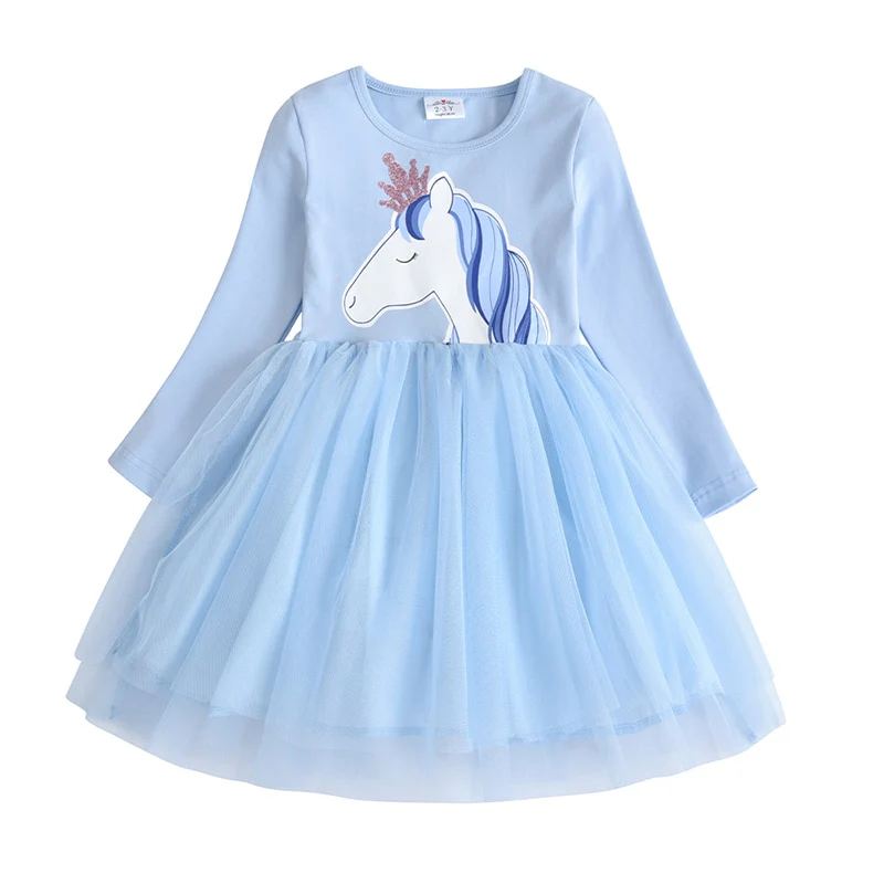 VIKITA Kids Heart Dresses Children Autumn Long Sleeve Vestidos Kids Casual Dress Toddler Mesh Tulle Dresses Children Clothing - Image 4