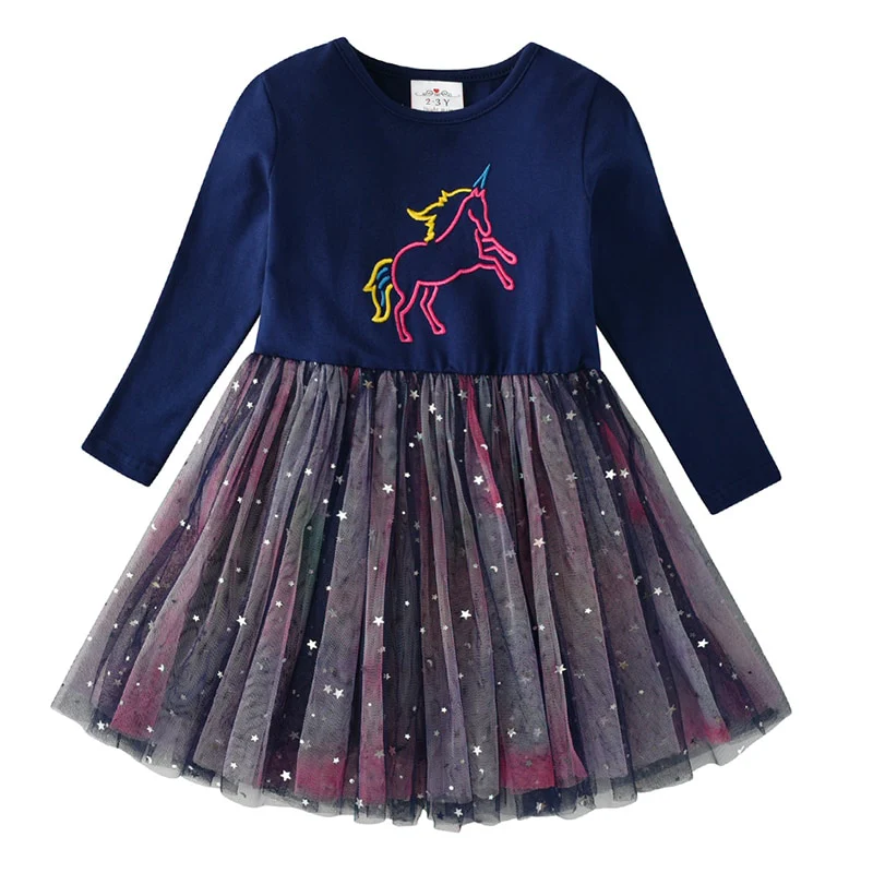 VIKITA Kids Heart Dresses Children Autumn Long Sleeve Vestidos Kids Casual Dress Toddler Mesh Tulle Dresses Children Clothing - Image 6