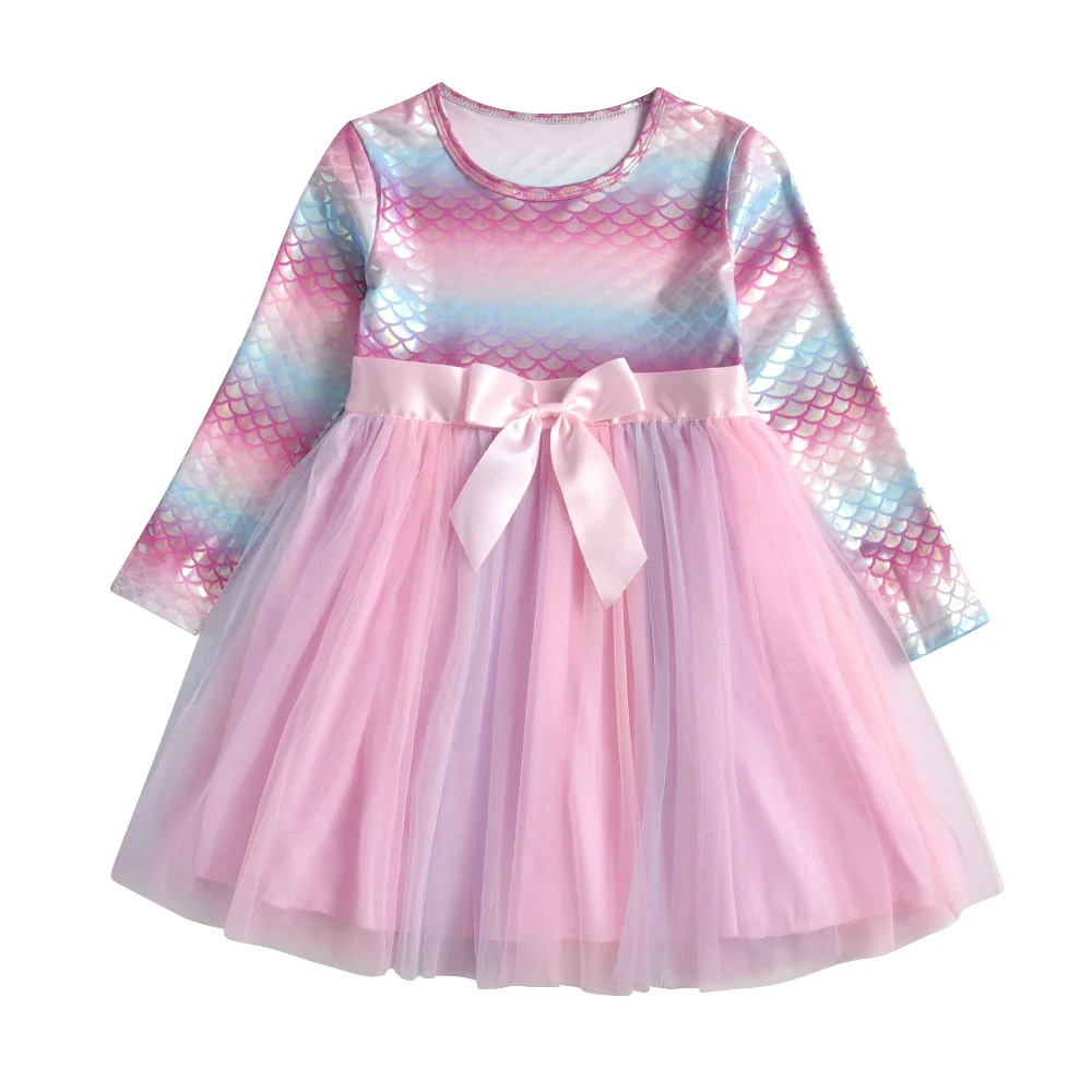 VIKITA Kids Tutu Dress for Girls Long Sleeve Party Prom Vestidos Toddlers Mermaid Unicorn Dresses Kids Princess Autumn Dress - Image 6