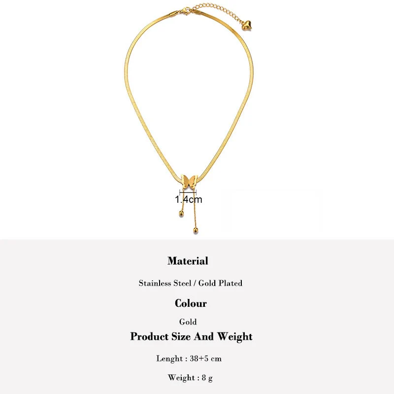 Vintage Butterfly Necklace For Women Stainless Steel Blade Snake Chains Aesthetic Charms Choker Women jewelry Gift To Mujer - Image 35