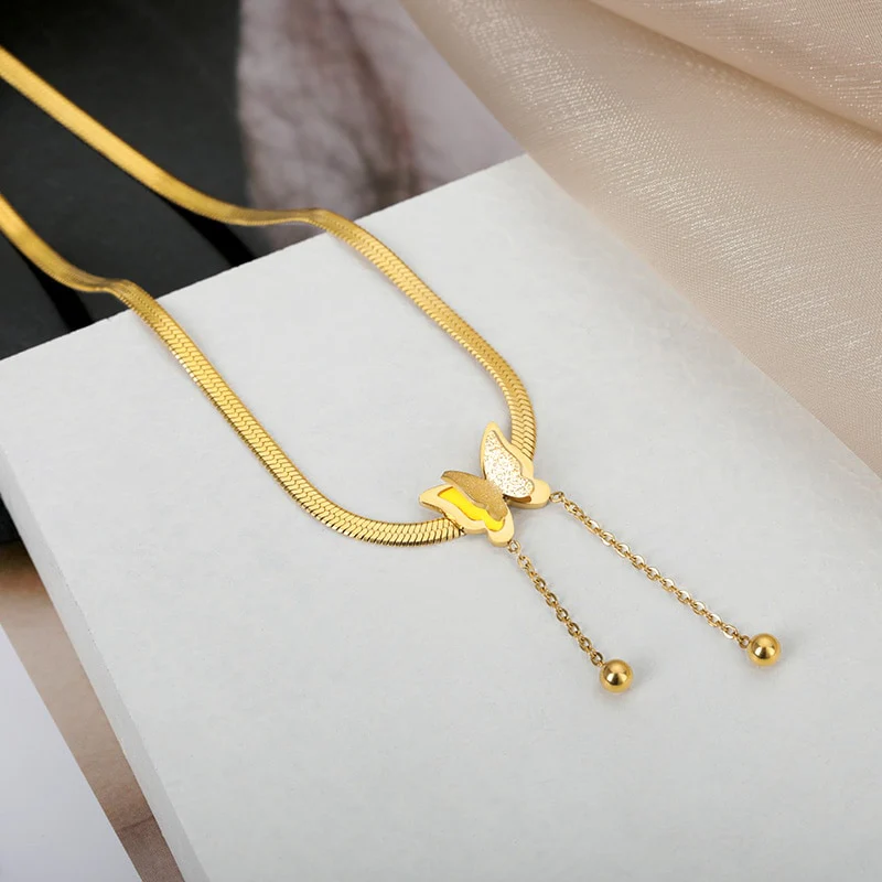Vintage Butterfly Necklace For Women Stainless Steel Blade Snake Chains Aesthetic Charms Choker Women jewelry Gift To Mujer - Image 37
