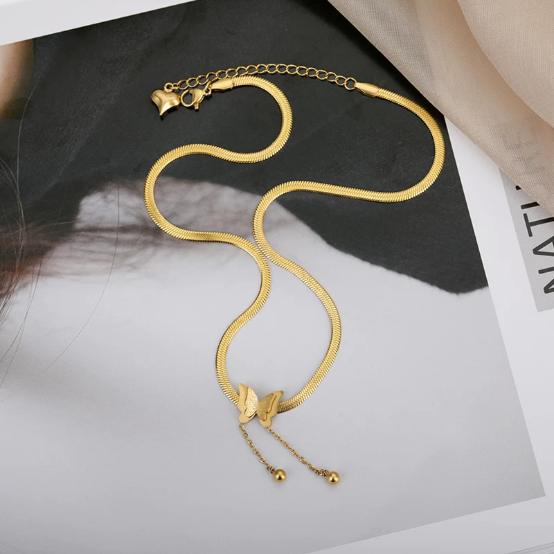Vintage Butterfly Necklace For Women Stainless Steel Blade Snake Chains Aesthetic Charms Choker Women jewelry Gift To Mujer - Image 38