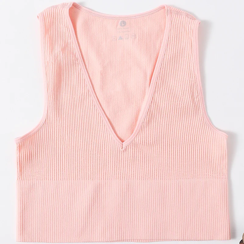 Vintage Crop Tops Women Seamless Underwear Sexy Lingerie Female Tanks Harajuku Deep V Neck Summer Crop Top Sports Camisole - Image 3