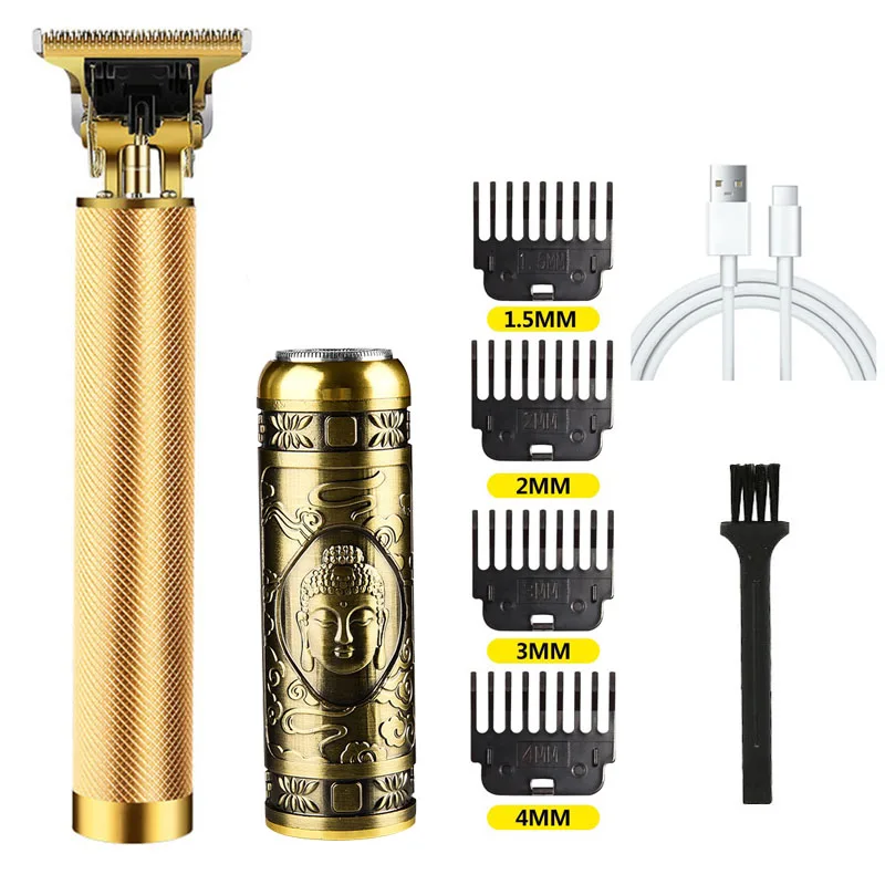 Vintage Rechargeable Shaver Beard trimmer Machine Metal T9 Hair Trimmer Machine Men‘s Professional Electric hair clipper USB - Image 3
