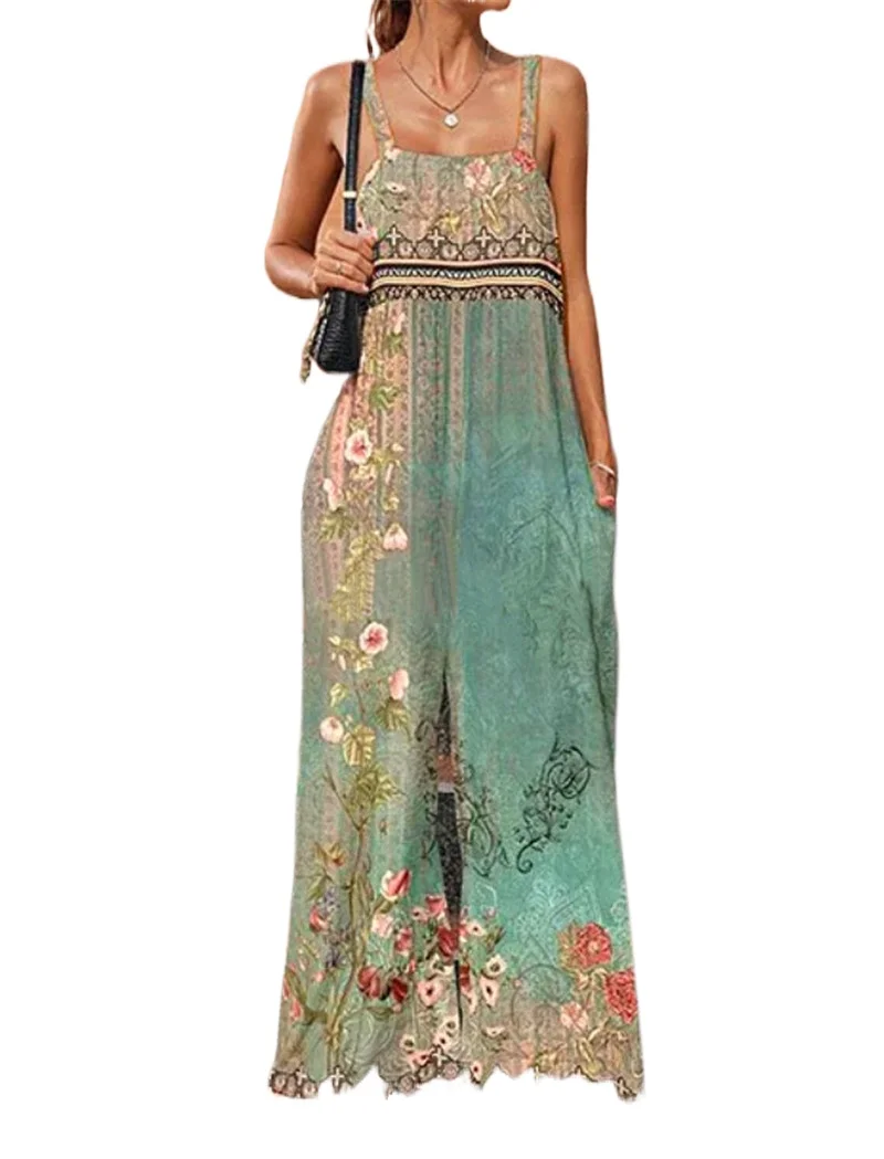 Vintage Sleeveless Jumpsuits One Piece Wide Leg Pants Summer Women Print Loose Rompers Causal Elegant Overalls 2023 Jump Suit - Image 3