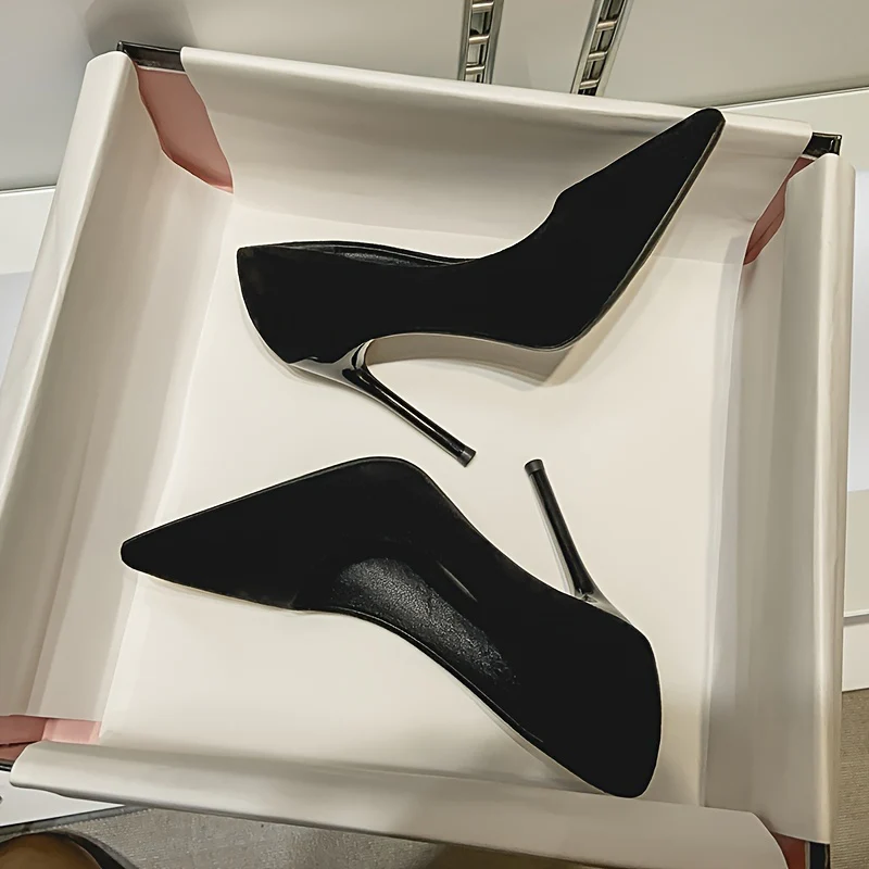 VIPMRSKING Women'S Stiletto Heels | Pointed Toe | Ultra-High Comfort Work Shoes | Soft Sole | Durable TPU Outsole | Flannel Upper | All-Season Elegance | Black, Work Shoes, High Heel Shoe - Image 5