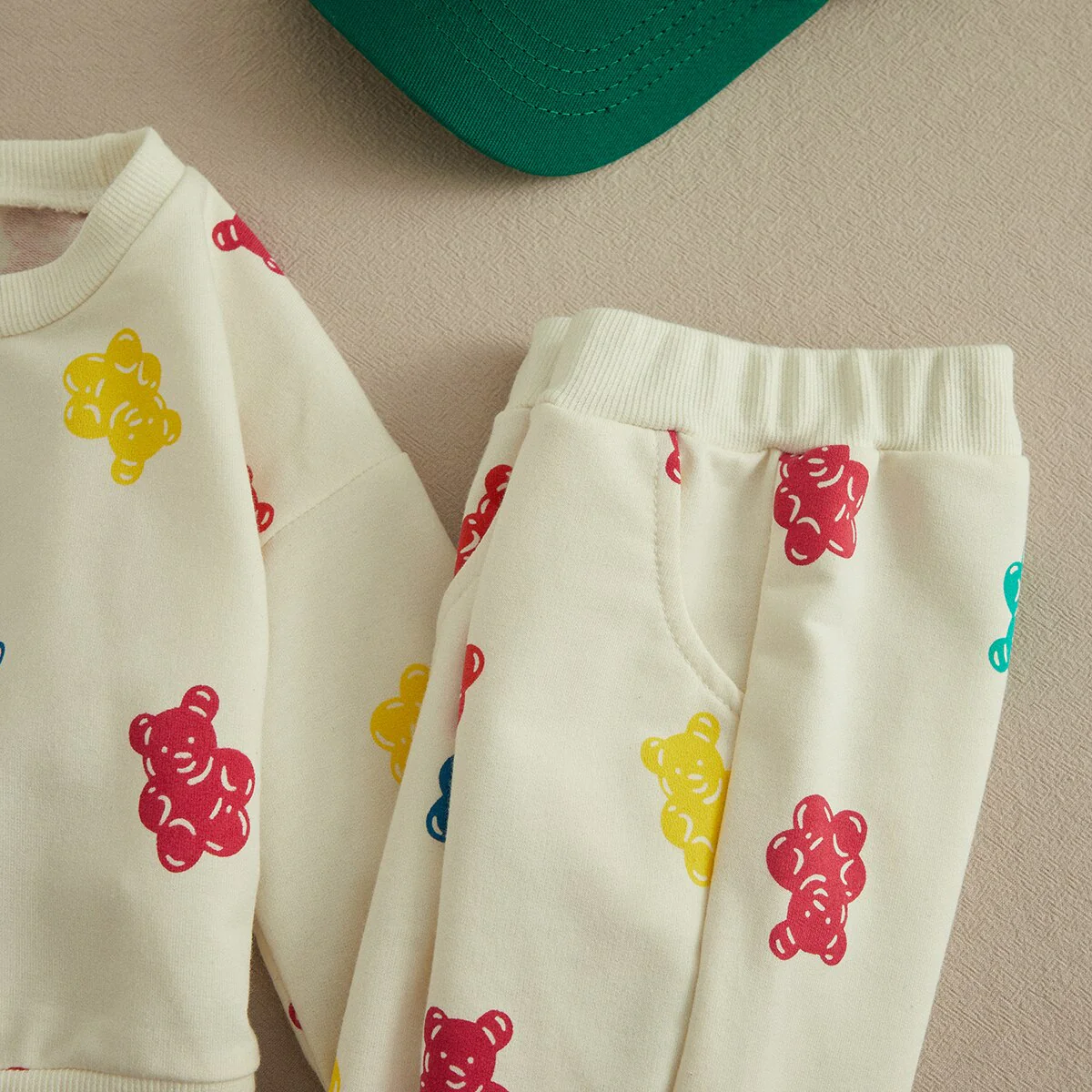 VISgogo Baby Boys Girls Clothes Spring Fall Set Cute Bear Print Long Sleeve Sweatshirt with Elastic Waist Sweatpants 2PCS - Image 7