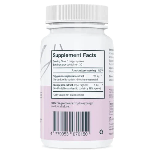 Vitruvin Trans-Resveratrol 500mg, 3 Bottles Pack, Vegan, Non-GMO, Gluten-Free, Gelatin-Free. - Image 3
