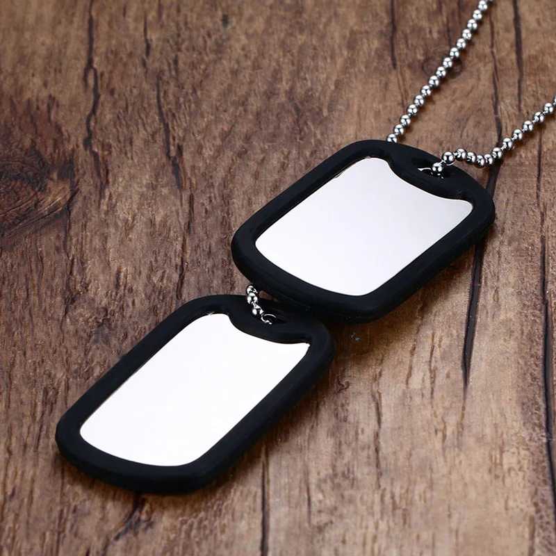 VNOX Stainless Steel Double Dog Tag Necklace Pendant ID Men Jewelry 24" Chain - Image 2