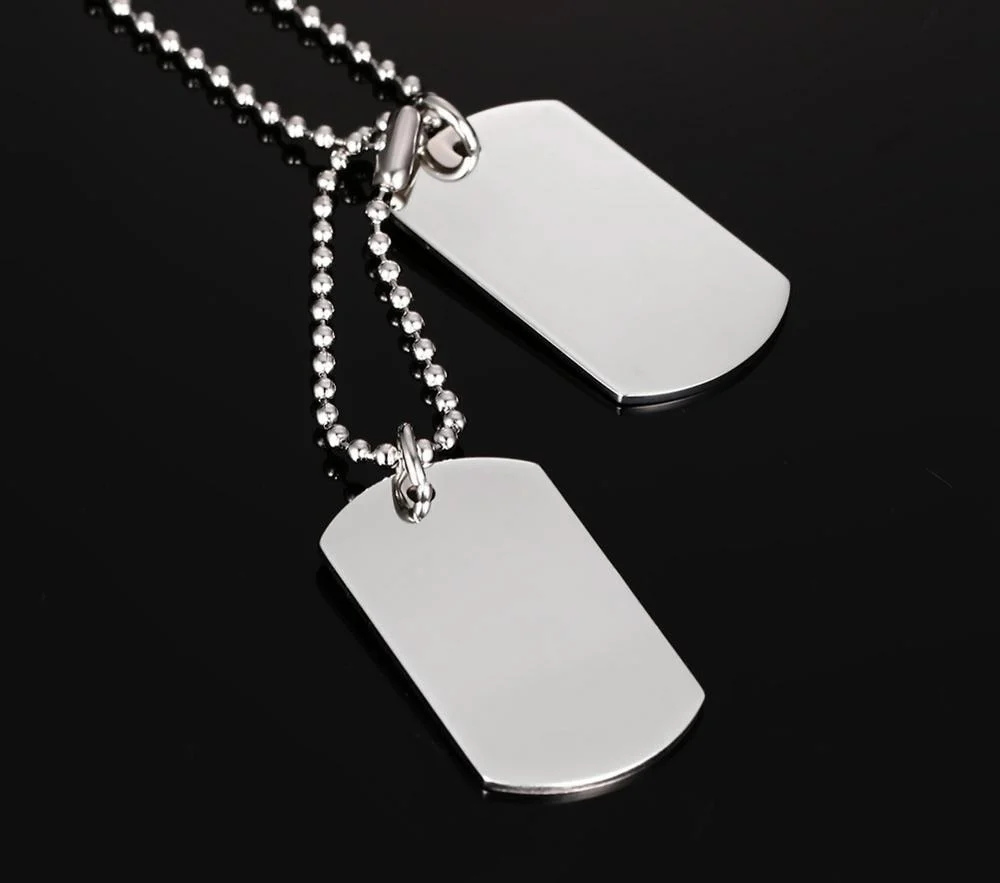 VNOX Stainless Steel Double Dog Tag Necklace Pendant ID Men Jewelry 24" Chain - Image 4