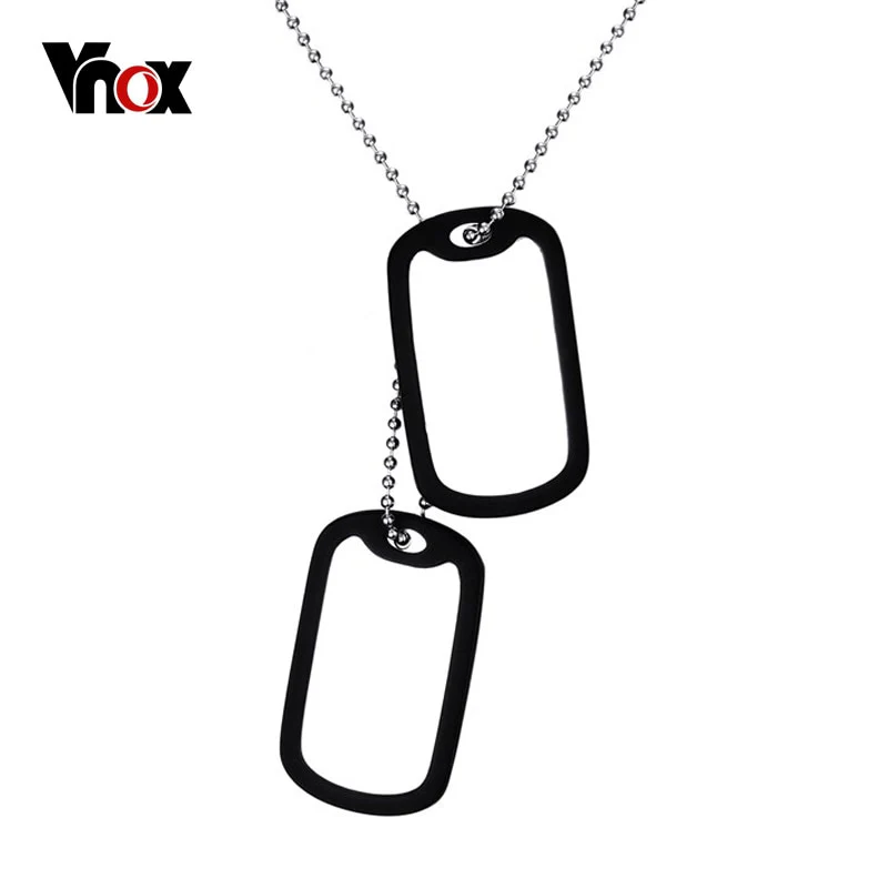 VNOX Stainless Steel Double Dog Tag Necklace Pendant ID Men Jewelry 24" Chain - Image 5