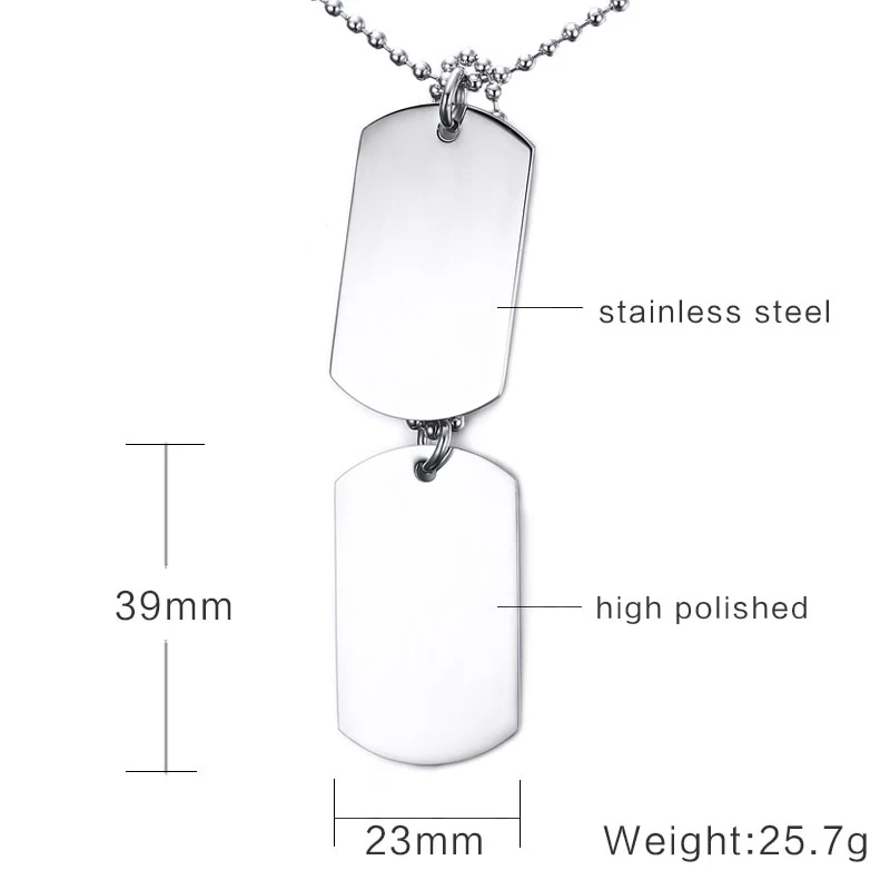 VNOX Stainless Steel Double Dog Tag Necklace Pendant ID Men Jewelry 24" Chain - Image 8