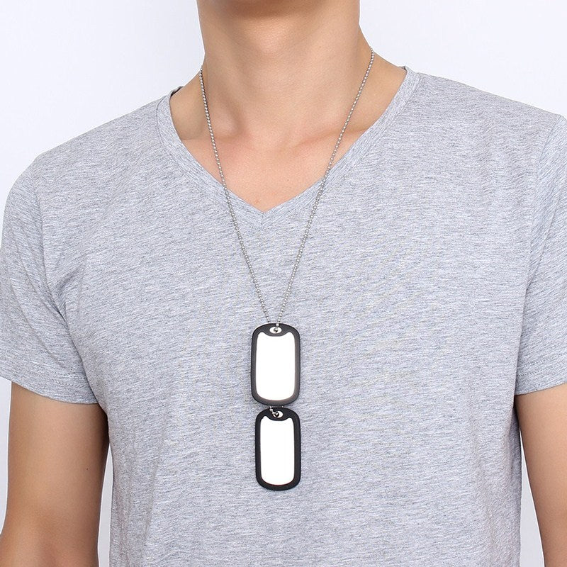 VNOX Stainless Steel Double Dog Tag Necklace Pendant ID Men Jewelry 24" Chain - Image 9