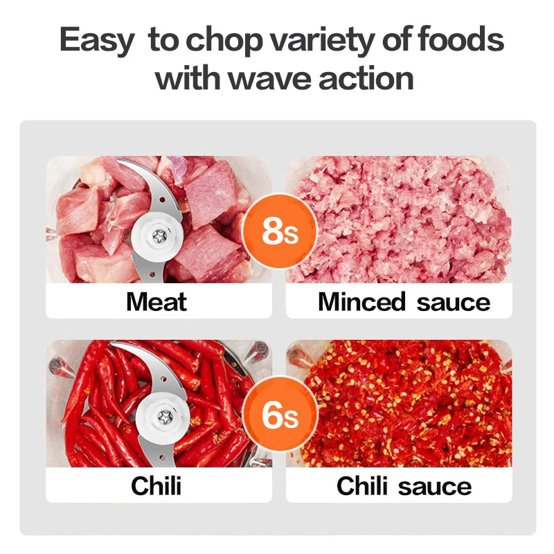 VOA 2 Speeds Electric Chopper Stainless Steel Meat Grinder Mincer Food Processor Slicer 2LCapacity Baby Supplement Machine - Image 12