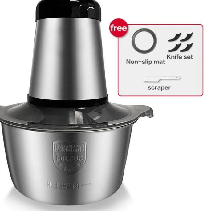 VOA 2 Speeds Electric Chopper Stainless Steel Meat Grinder Mincer Food Processor Slicer 2LCapacity Baby Supplement Machine - Image 3