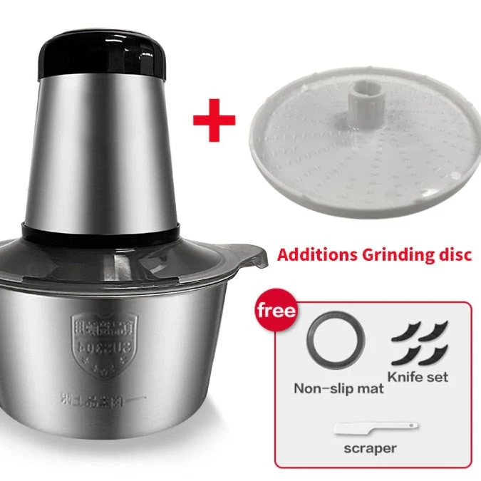 VOA 2 Speeds Electric Chopper Stainless Steel Meat Grinder Mincer Food Processor Slicer 2LCapacity Baby Supplement Machine - Image 4