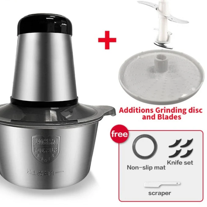VOA 2 Speeds Electric Chopper Stainless Steel Meat Grinder Mincer Food Processor Slicer 2LCapacity Baby Supplement Machine - Image 7