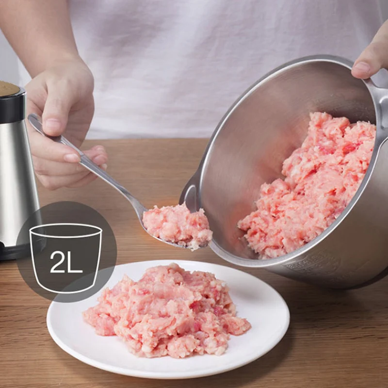 VOA 2 Speeds Electric Chopper Stainless Steel Meat Grinder Mincer Food Processor Slicer 2LCapacity Baby Supplement Machine - Image 9