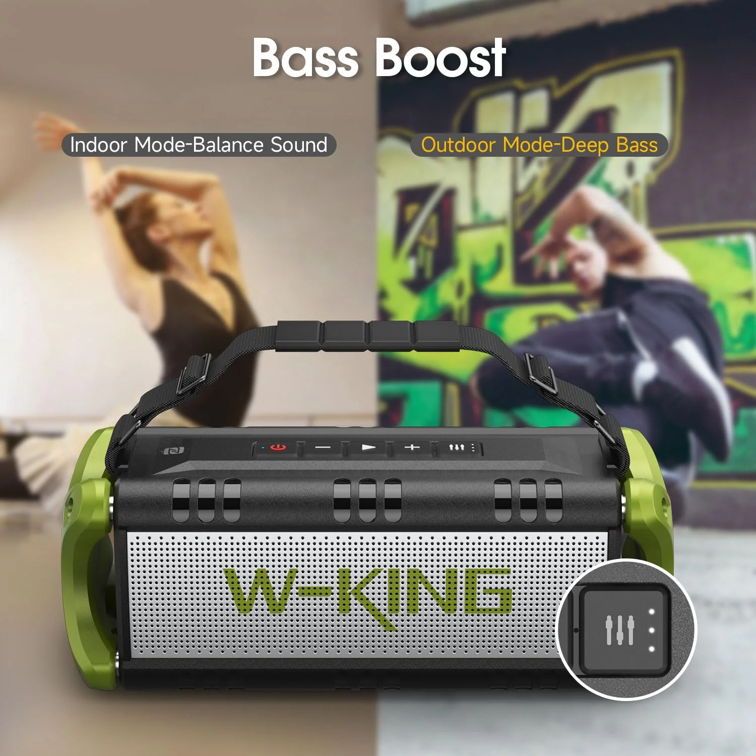 W-KING Bluetooth Speaker, 50W Portable Speakers Bluetooth Wireless Loud, IPX6 Waterproof Outdoor Large Bluetooth Speaker Subwoofer/Bass Boost/DSP/40H Playtime/Stereo Pairing/Power Bank/TF/Hands-Free - Image 6