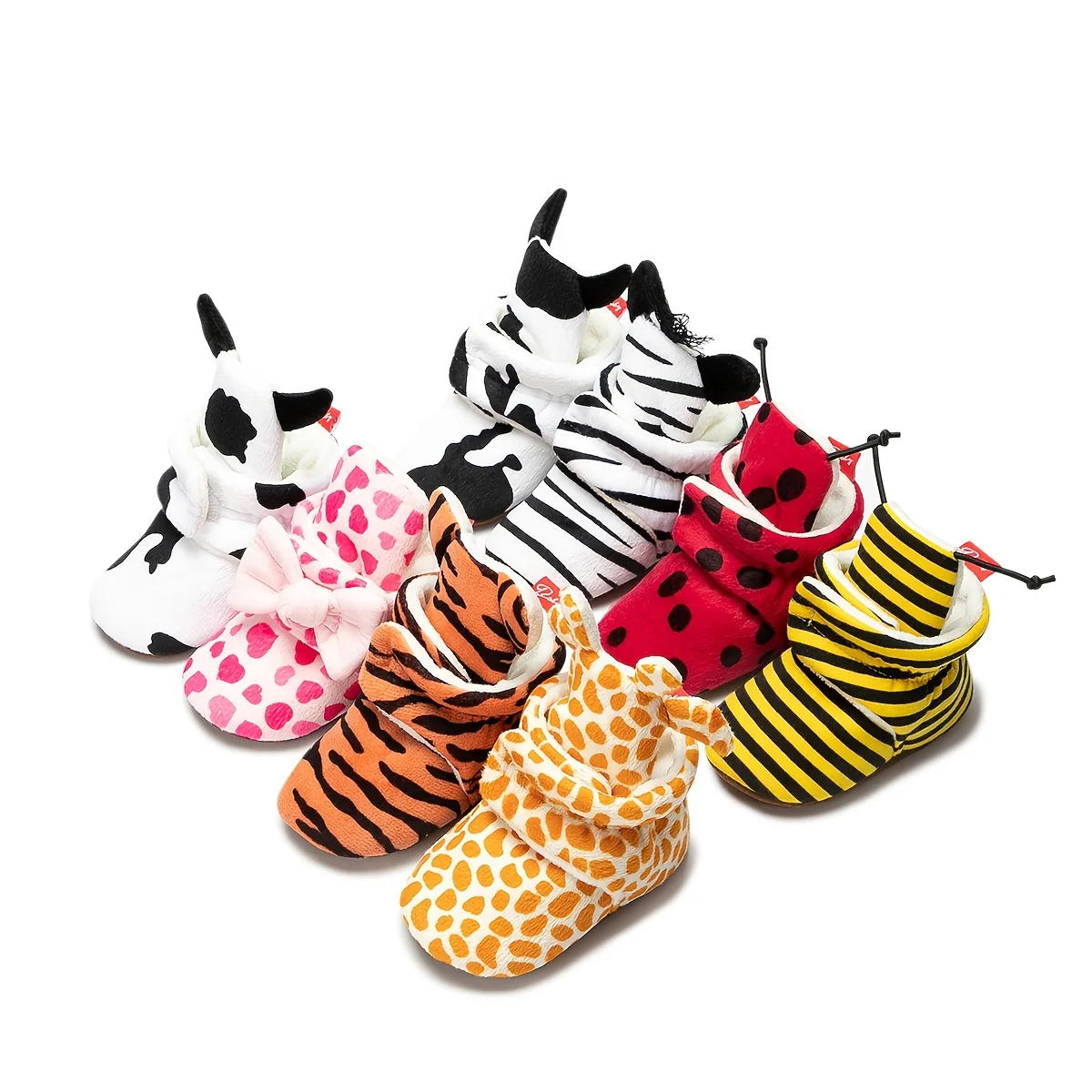 Warm, Cozy Newborn Animal Print Fleece Booties with Non-Slip Soles & Easy Fasten - Autumn/Winter Essential - Image 9