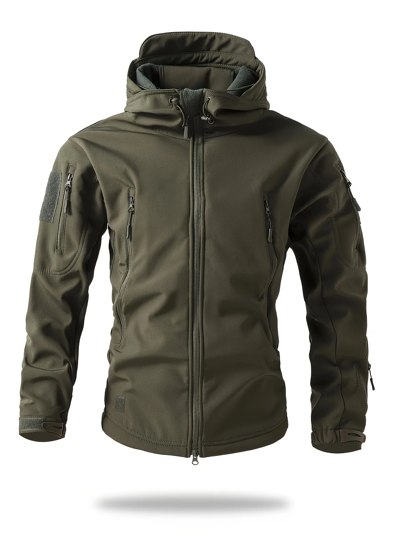 Warm Fleece Hooded Windbreaker Jacket, Men's Casual Zip Up Jacket Coat For Fall Winter Outdoor Hiking Camping Cycling - Image 5