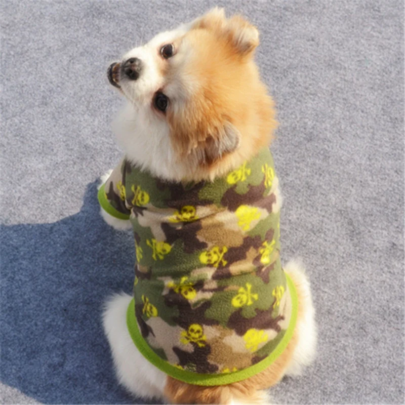 Warm Fleece Pet Dog Clothes Cute Skull Printed Pet Coat Puppy Dogs Shirt Jacket French Bulldog Pullover Camouflage Dog Clothing - Image 20