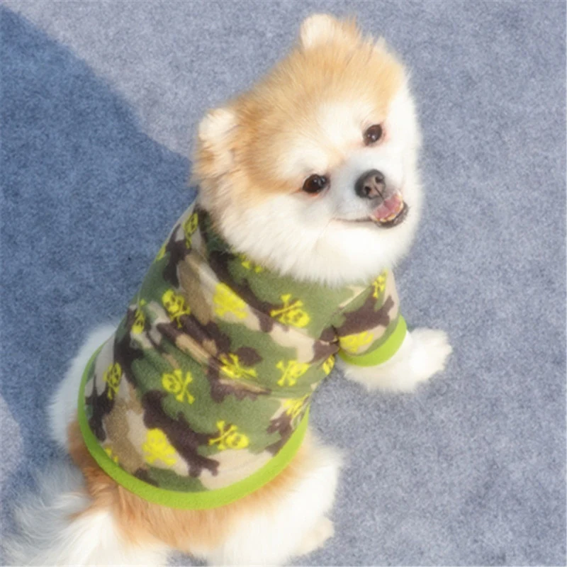 Warm Fleece Pet Dog Clothes Cute Skull Printed Pet Coat Puppy Dogs Shirt Jacket French Bulldog Pullover Camouflage Dog Clothing - Image 23