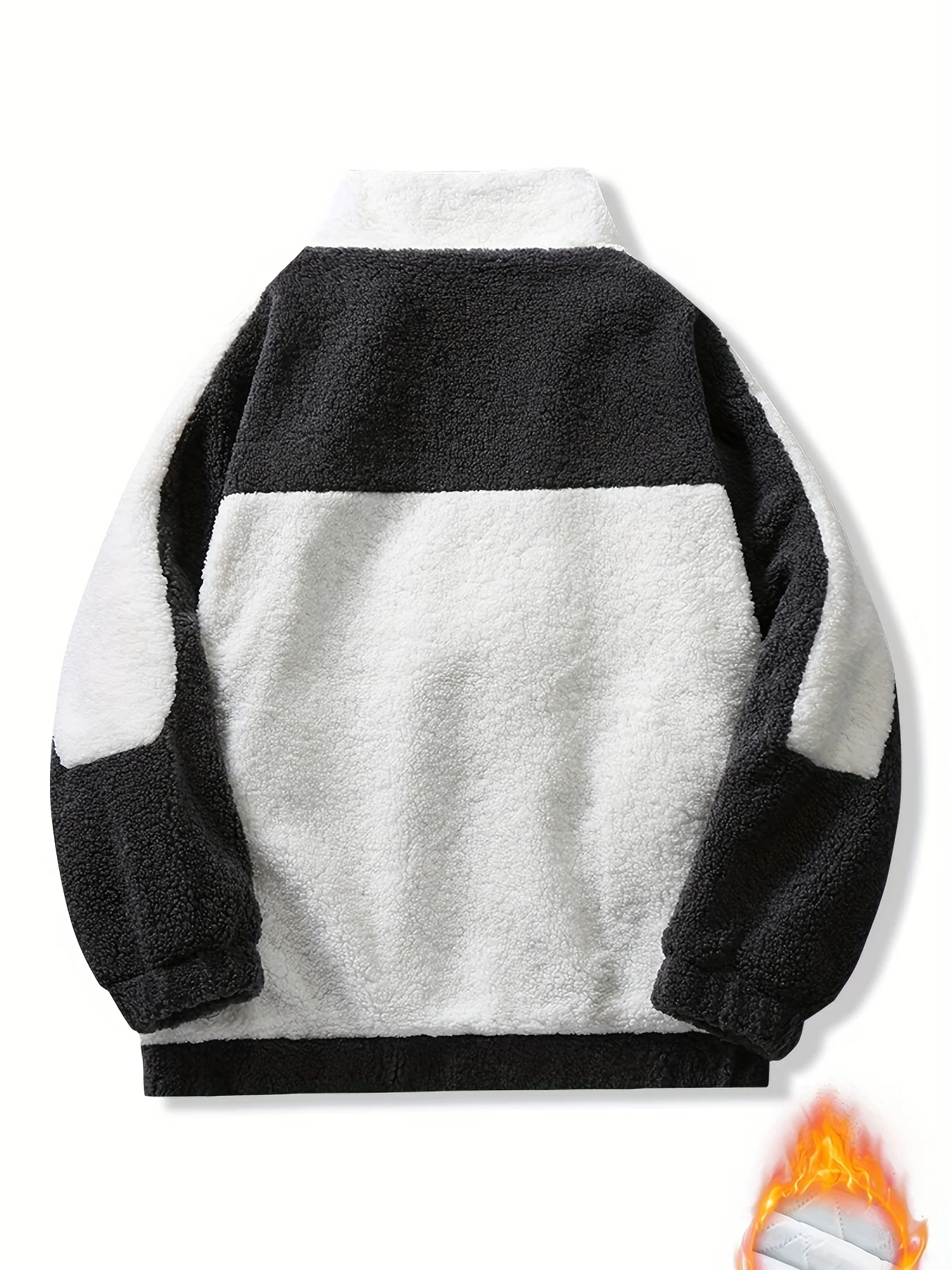 Warm Plush Fleece Jacket, Men's Casual Color Block Stand Collar Jacket Coat For Fall Winter - Image 6