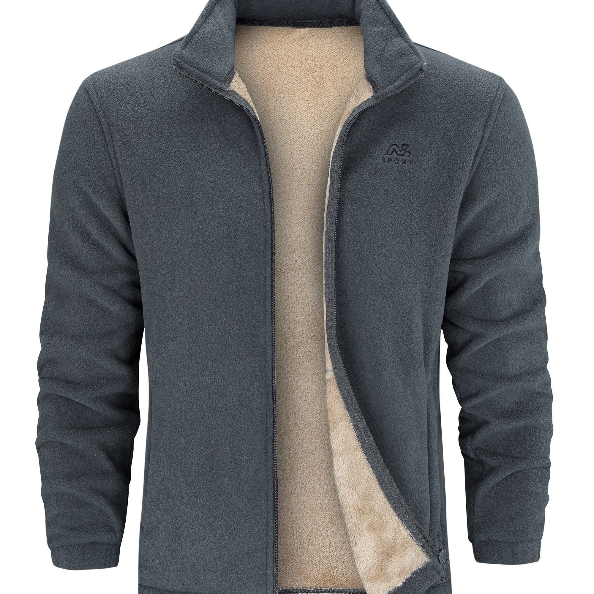 Warm Stand Collar Fleece Jacket, Men's Casual Comfortable Solid Color Zip Up Jacket Coat For Fall Winter - Image 16