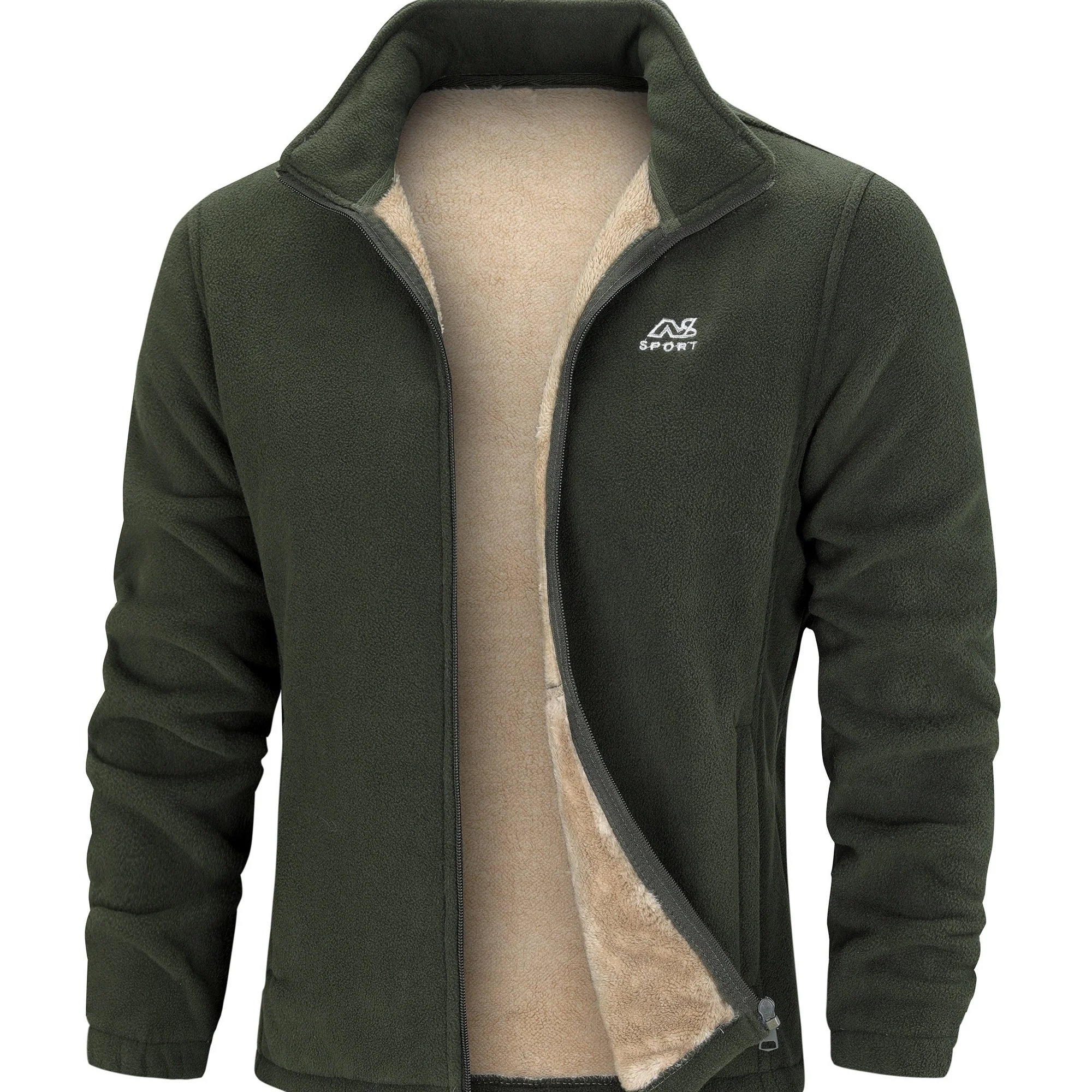 Warm Stand Collar Fleece Jacket, Men's Casual Comfortable Solid Color Zip Up Jacket Coat For Fall Winter - Image 18