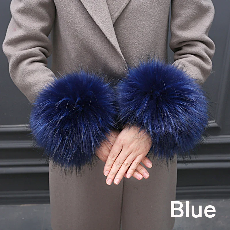 Warmer Faux Fur Plush Windproof cuff sleeve Wrist sleeve winter women Wristband Arms Gloves Accessories - Image 3