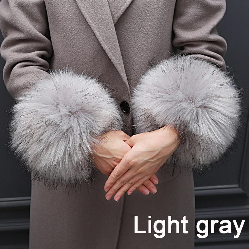 Warmer Faux Fur Plush Windproof cuff sleeve Wrist sleeve winter women Wristband Arms Gloves Accessories - Image 4