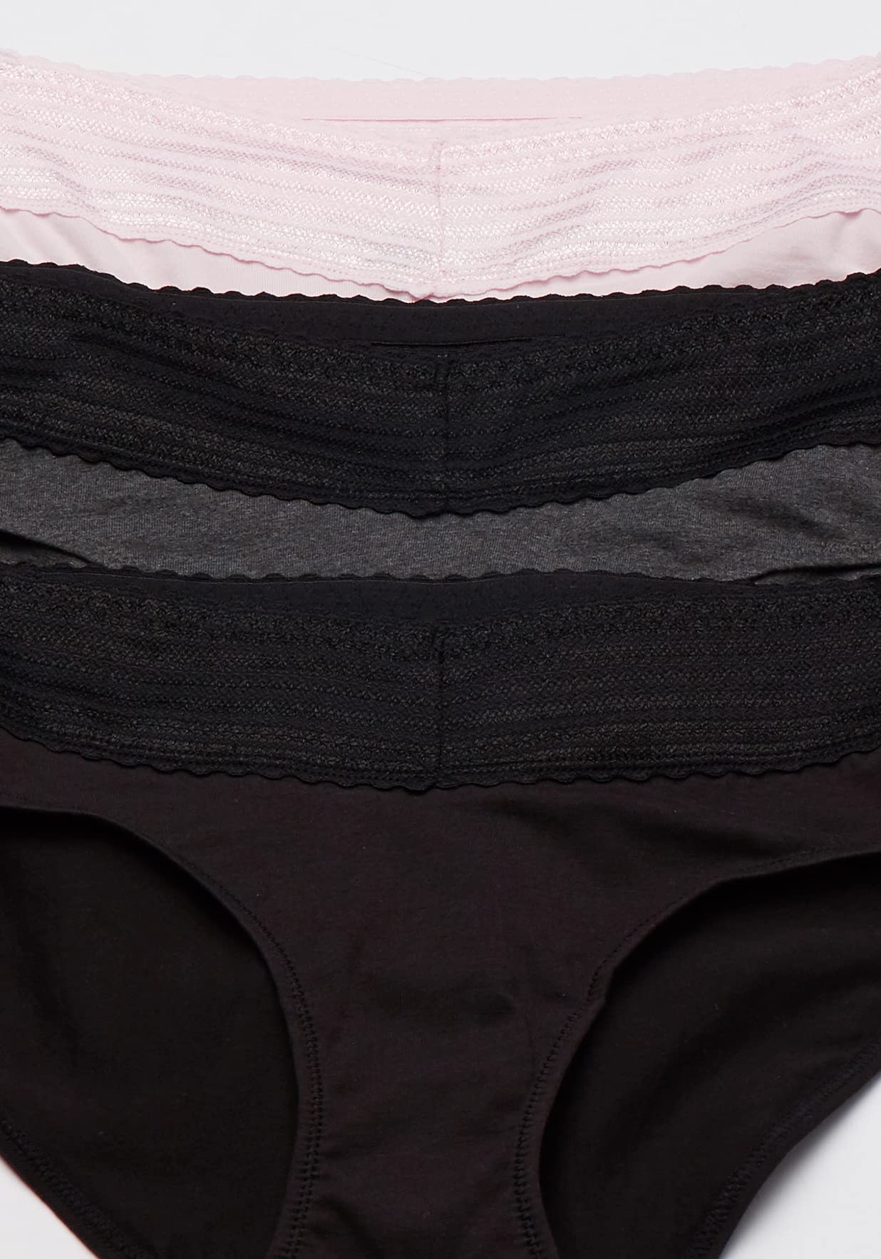 Warner's womens Blissful Benefits No Muffin 3 Pack Hipster Panties, Black/Pale Pink/Dark Gray Heather, Small US - Image 2