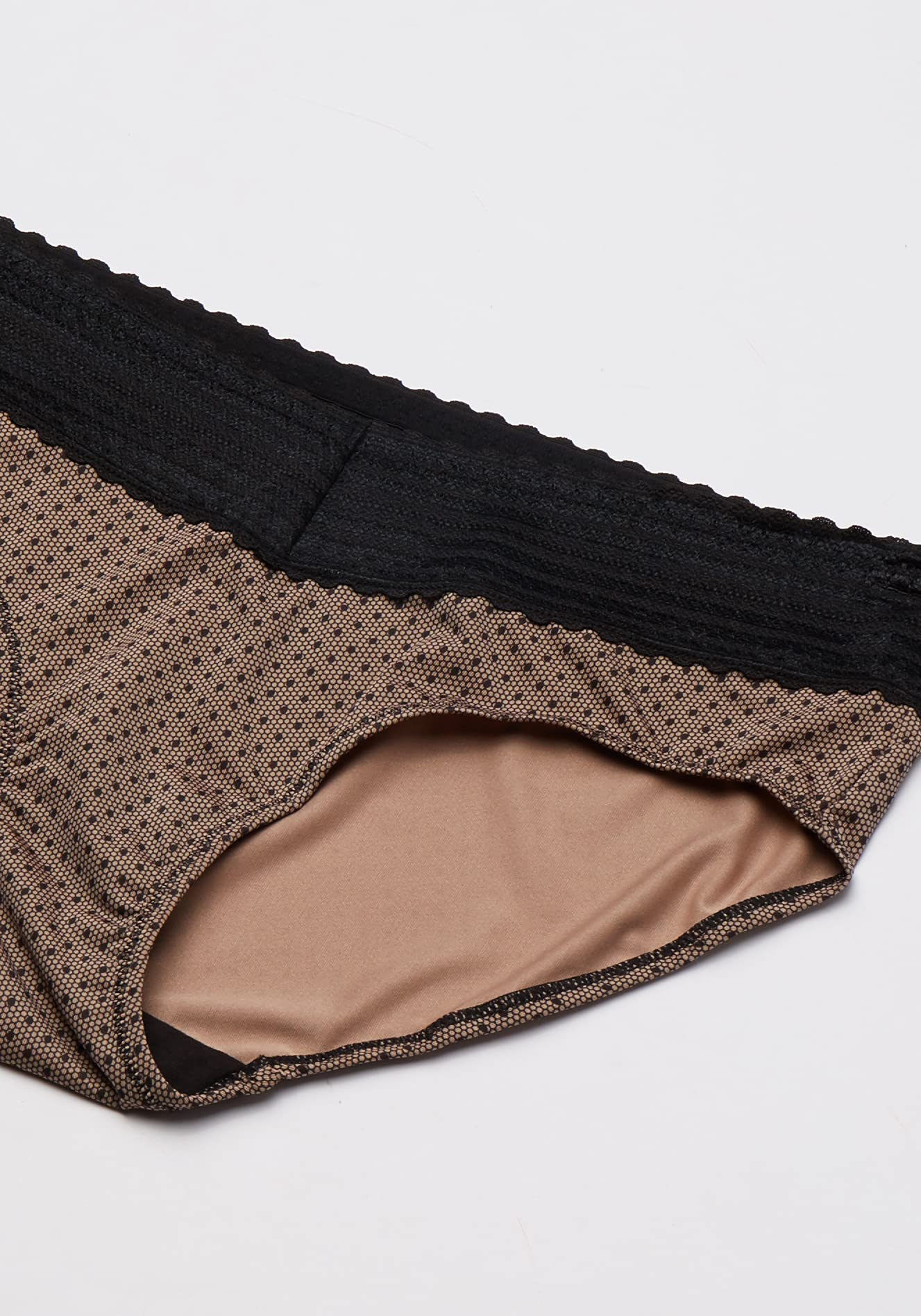 Warner's Women's Blissful Benefits No Muffin 3 Pack Hipster Panties, Black/Toasted Almond/lace dot Print, S - Image 3