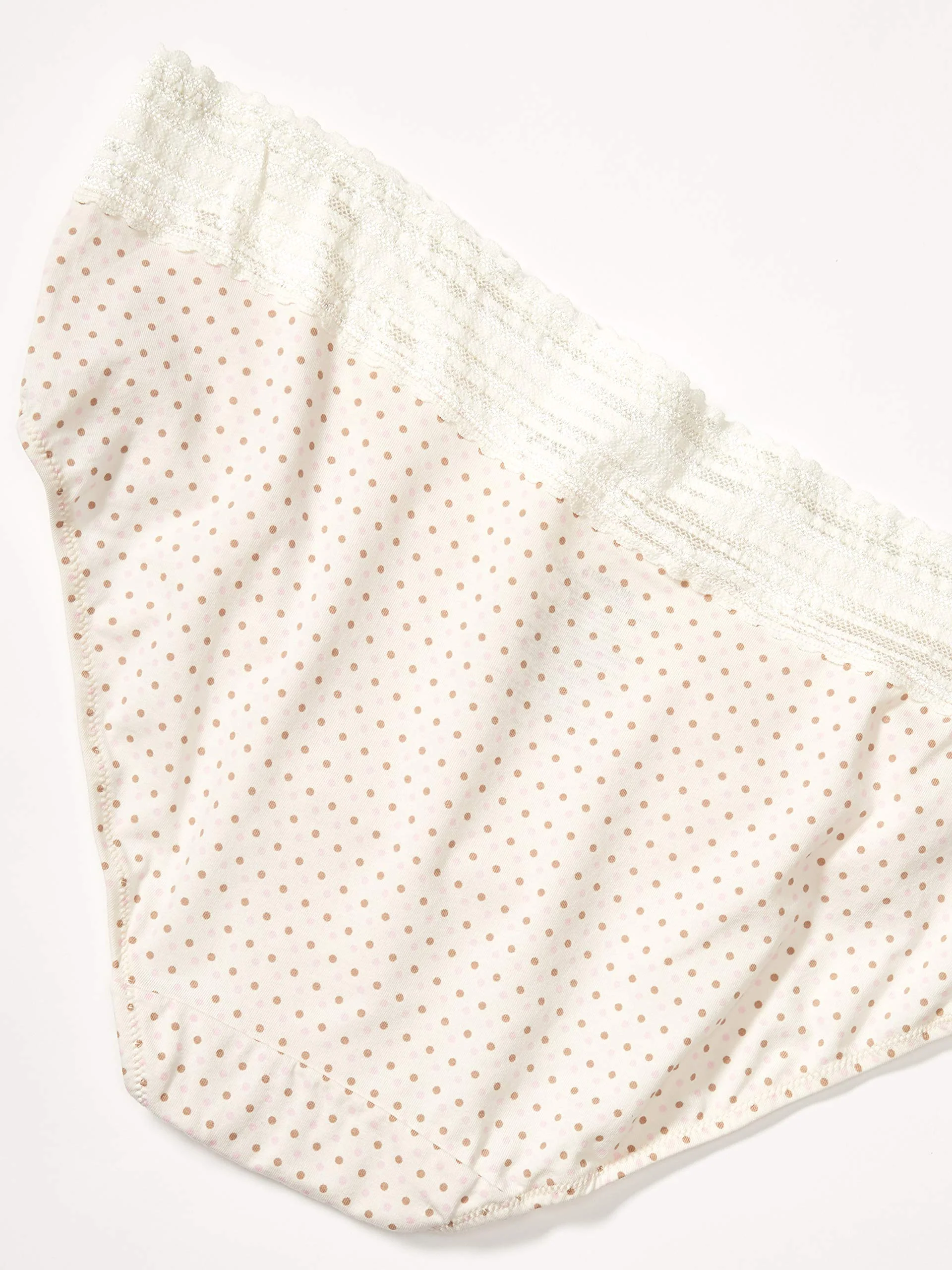 Warner's womens Blissful Benefits No Muffin Cotton Stretch Lace Multipack Hipster Panties, Bodytone Polka Dot Print/Toasted Almond/White, Small US - Image 3