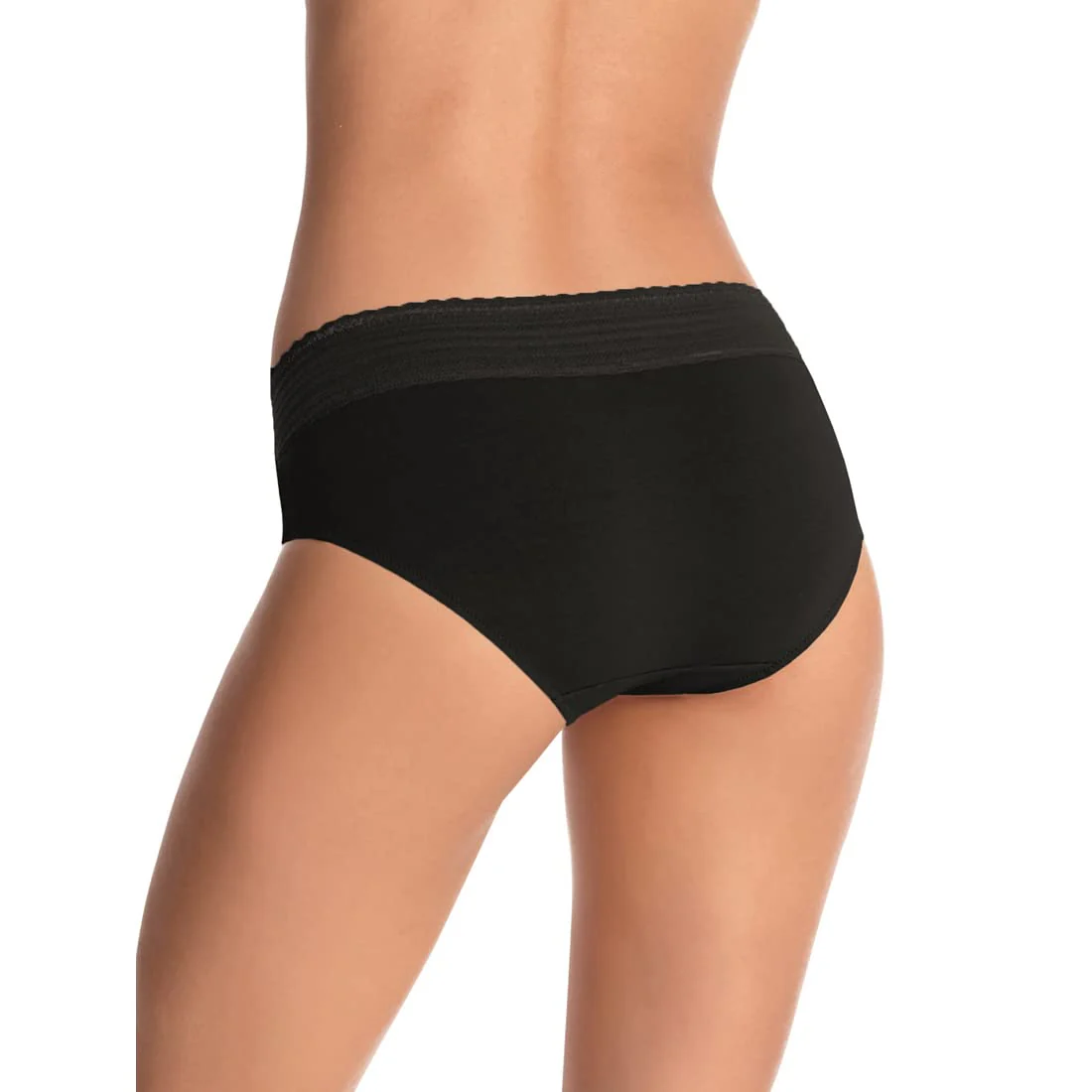 Warner's womens Blissful Benefits No Muffin Cotton Stretch Lace Multipack Hipster Panties, Toasted Almond/Black/Light Grey Heather, Small US - Image 2