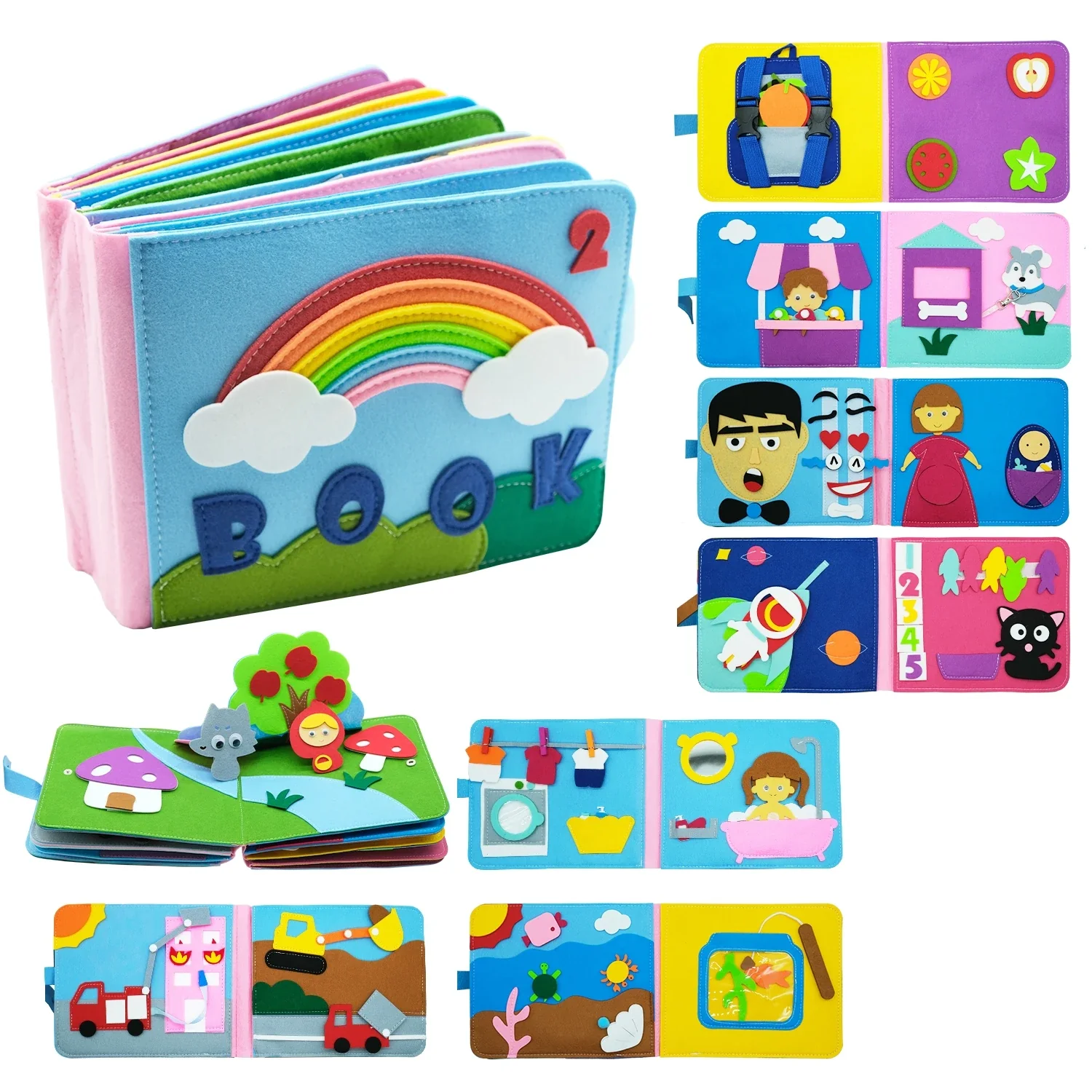 Washable Montessori Toddlers Busy Board 3D Baby Story Cloth Book Early Learning Education Habits Knowledge Develop Dropshipping - Image 5