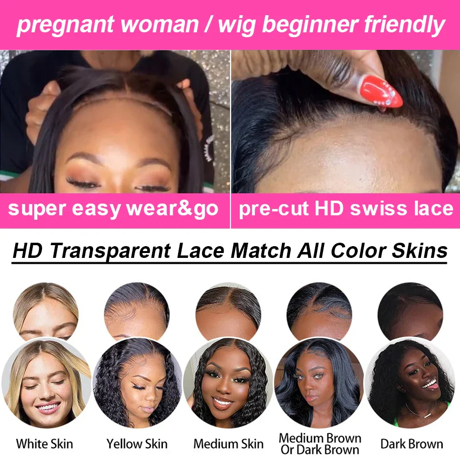 Water Wave Glueless Wig Pre-Cut Lace Wig 180% Pre-Plucked Natural Wave Wear Go Glueless Curly Human Hair Wigs For Women - Image 4