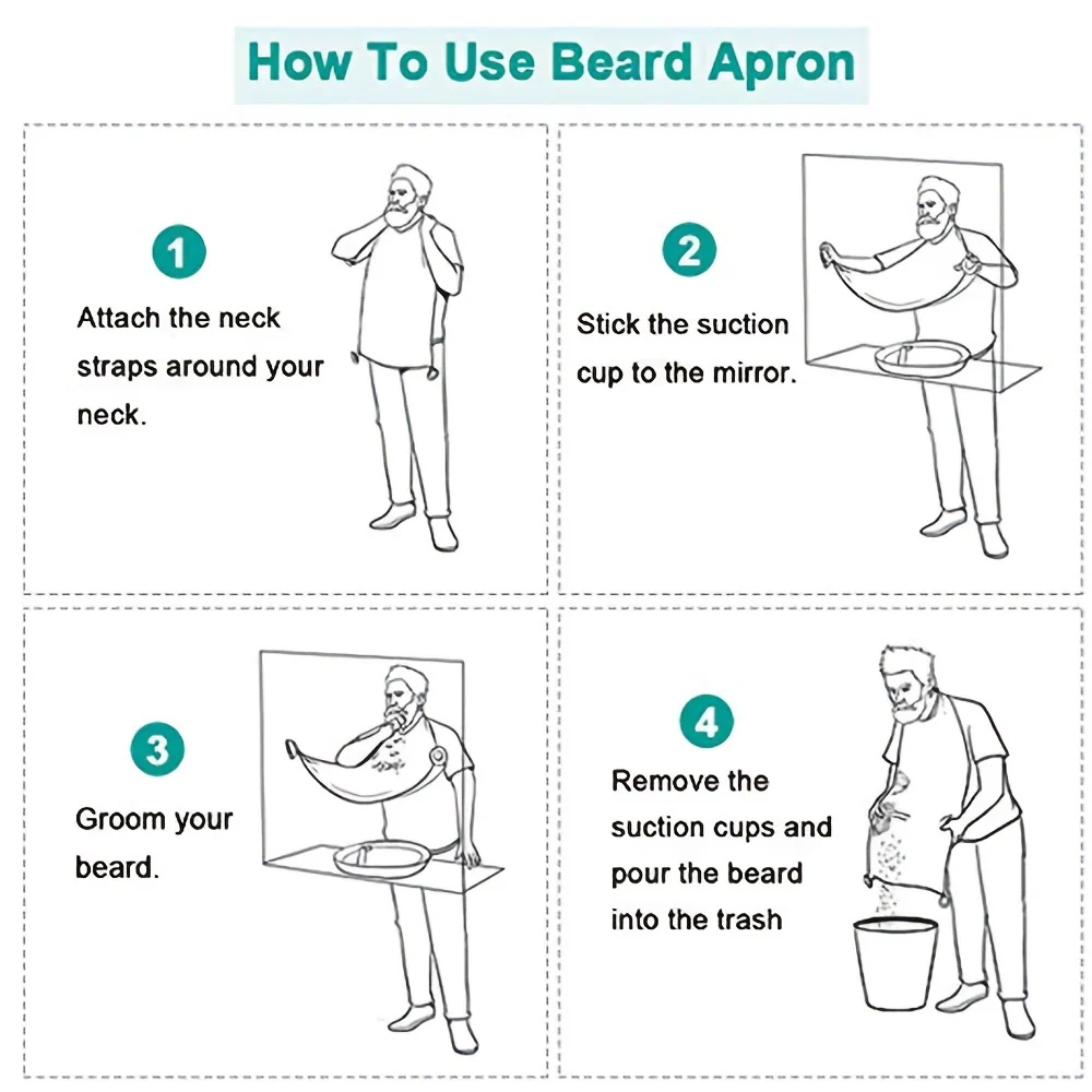 Waterproof Beard Bib With Strong Suction Cup - Non-Stick Shaving Cloth Kit For Men - Perfect For Beard Trimmers And Shavers - Image 3