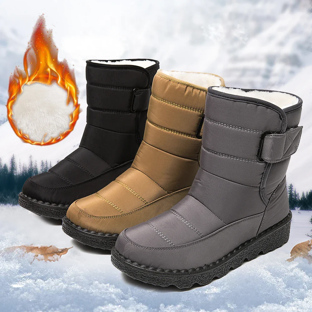 Waterproof Winter Boots for Women 2025 New Faux Fur Long Plush Snow Boots Woman Platform Shoes Warm Cotton Couples Ankle Boots