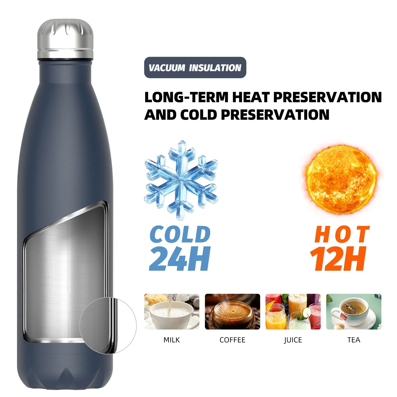WATERSY 500ml Insulated Water Bottle, Stainless Steel Thermal Leakproof Flask, BPA-Free Double Walled Vacuum Bottle for Sports - Image 5