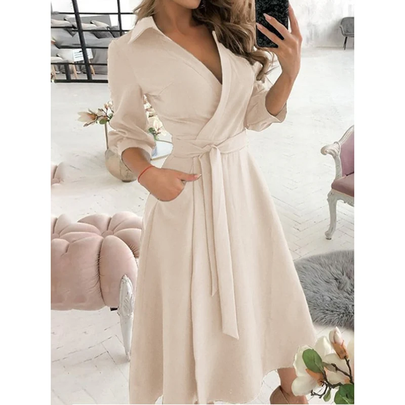 WAYFOLOVE Ladies Spring Summer Long Dress Women Long Sleeve Pocket Casual Dresses Elegant V Neck Butterfly Print Vintage Dresses - Image 10