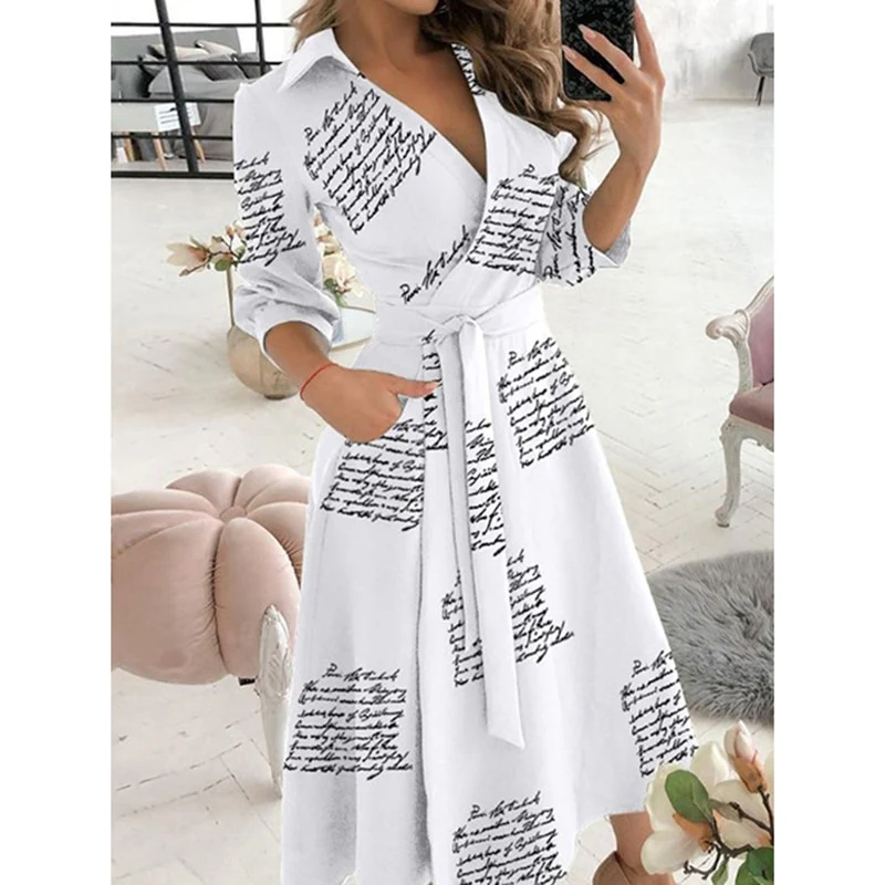 WAYFOLOVE Ladies Spring Summer Long Dress Women Long Sleeve Pocket Casual Dresses Elegant V Neck Butterfly Print Vintage Dresses - Image 6