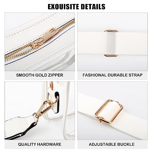WEDDINGHELPER Clear Purse for Women:Clear Bag Stadium Approved, Crossbody Shoulder Bag with 2 Adjustable Purse Straps for Sporting Events Concerts(B-Red-2) - Image 4