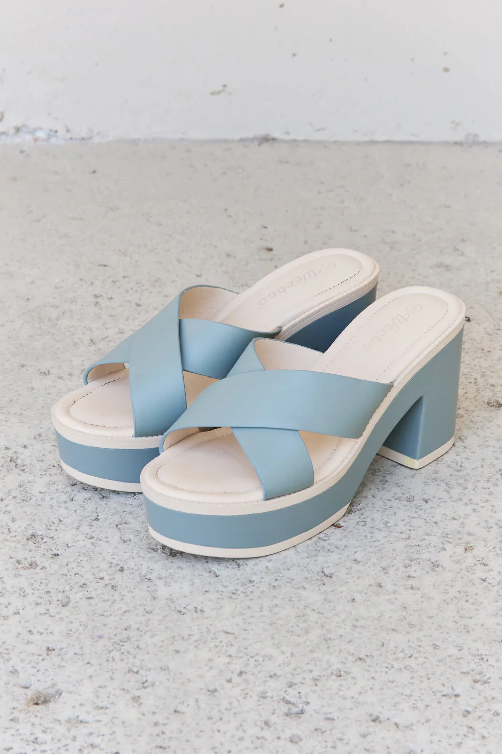 Weeboo Cherish The Moments Contrast Platform Sandals in Misty Blue - Image 7