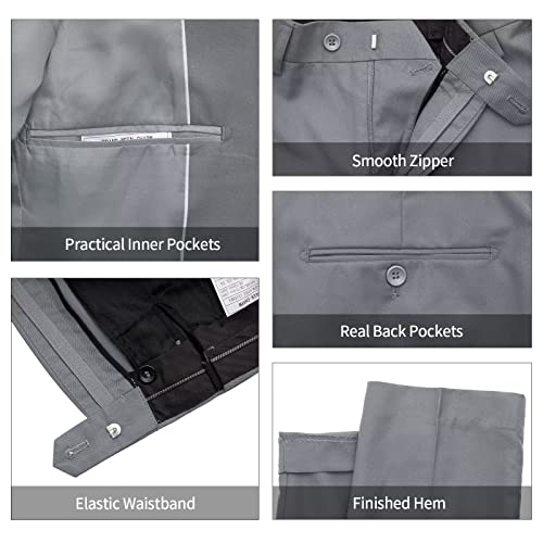 WEEN CHARM Men's Suits Slim Fit,3 Piece Suit for Men,2 Button Blazer Jacket Vest Pants with Tie,Men Tuxedo Suit Set Light Grey - Image 6