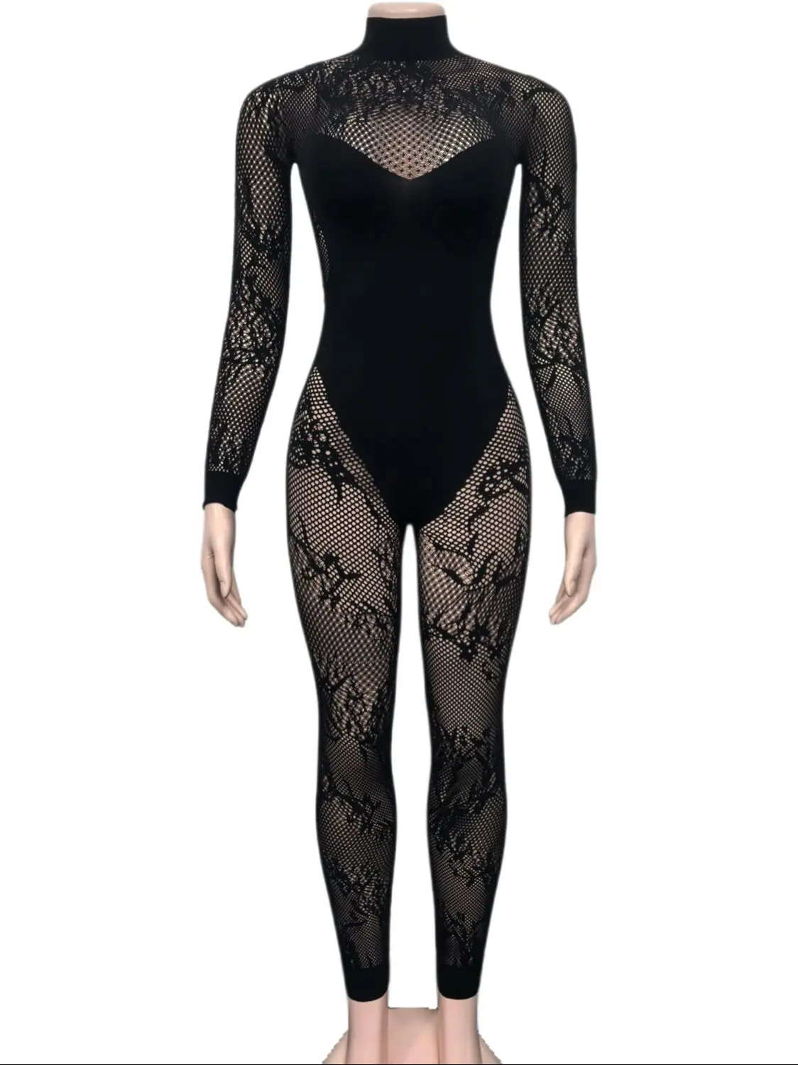 Weird Puss Sexy Hipster Jumpsuit Women Jacquard Coquette Patchwork Skinny Stretch Midnight Club Activity Button Workout Overalls - Image 6