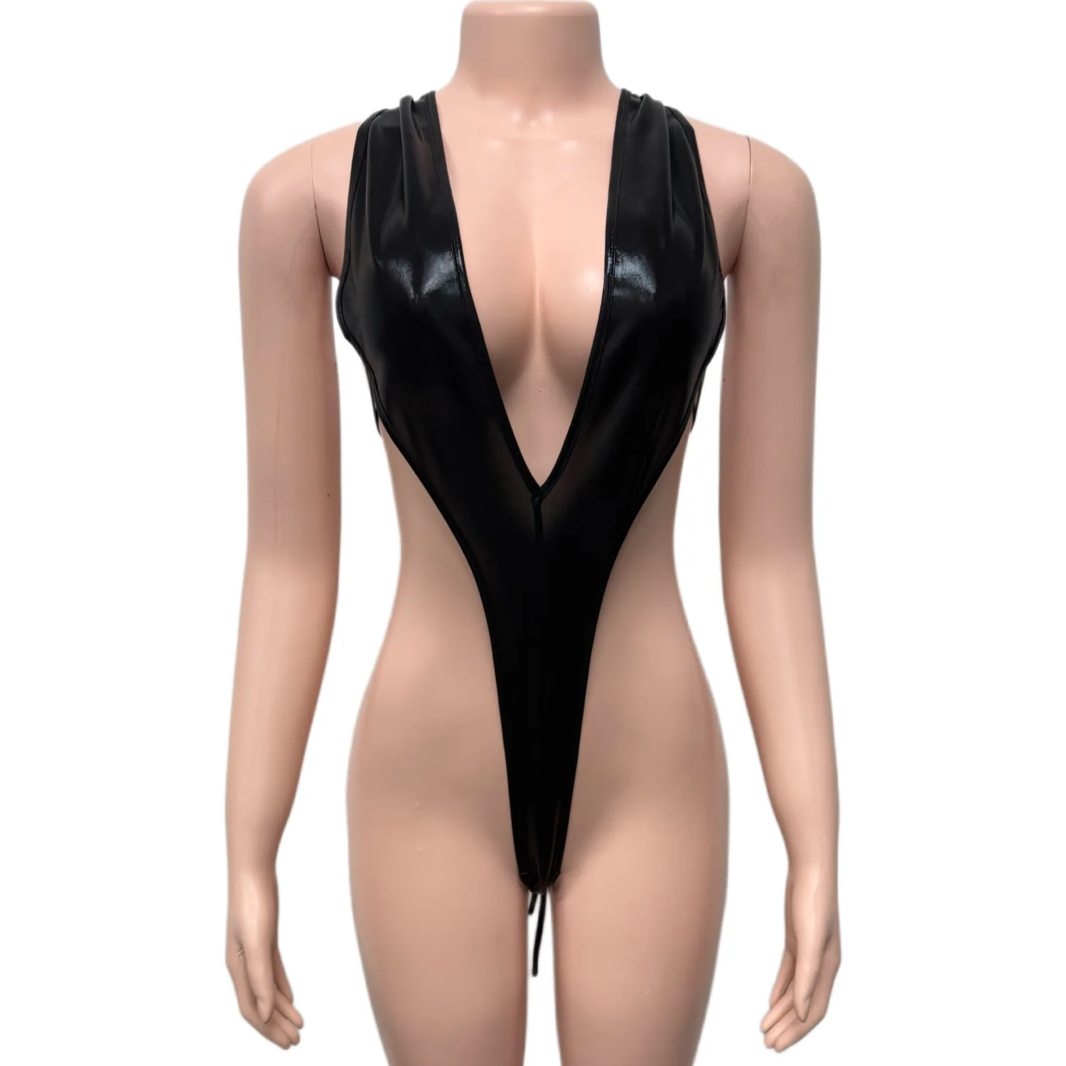 Weird Puss Sexy Women 2 Piece Set Halter Silky Hollow Sexy Backless Sleeveless Bodysuit+Bike Shorts Midnight Matching Clubwear - Image 12
